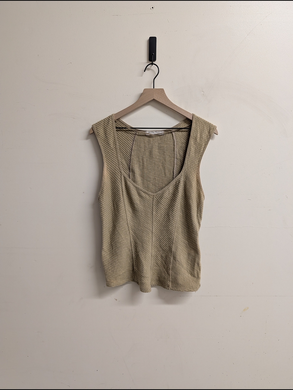 We The Free Ribbed Scoop Tank - Tan/Green‎ Extra Large